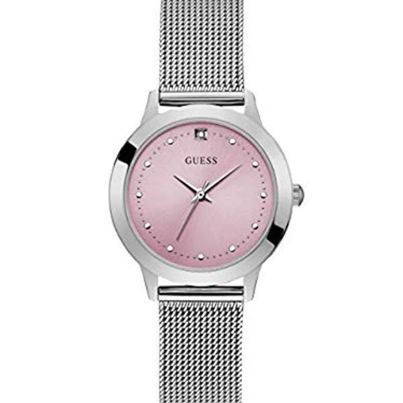 New GUESS Pink Genuine Diamond Dial Women's Watch - Picture 1 of 7